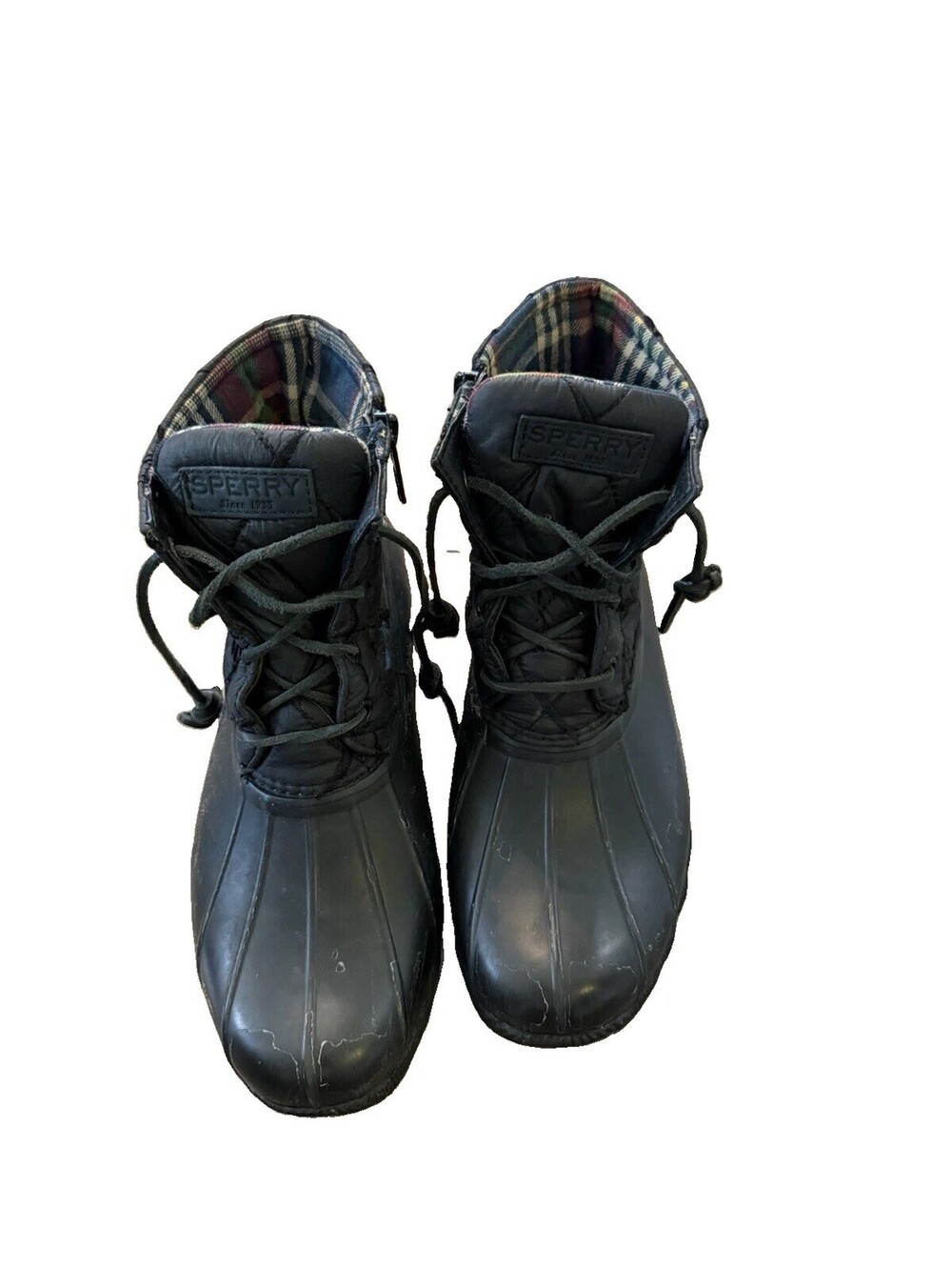 Rain Boots | Women | Sperry | Size 7 | Black, Plaid